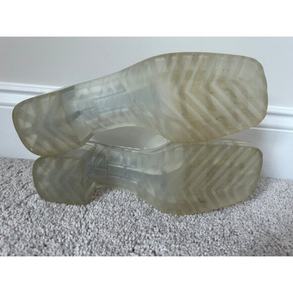 Gucci Sz 40 / US 10 Logo Transparent Clear Chunky Mule Sandals Block Heel Slides - Picture 8 of 16